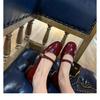 New Thick-soled Retro Small Leather Shoes Mary Jane Single Shoes Women's Shallow Mouth Round Head Small Gold Buckle Flat-soled Single Shoes