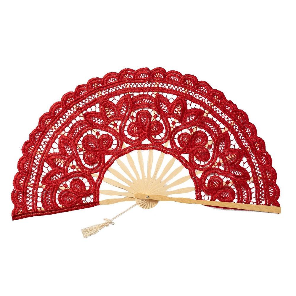 Hollow Ribs Vintage Lace Hand Fan Tassel Pendant Dance Handheld  Fan  Party Accessories