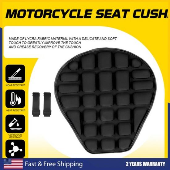 Black Comfort Gel Seat Cushion Cover Absorb Shock Pad Fits For Motorcycle