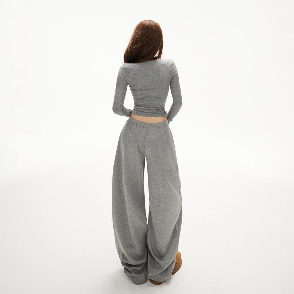 Женские брюки американского ретро-стиля, облегающего кроя, с V-образным поясом и широкими штанинами, коллекция осень/зима 2025