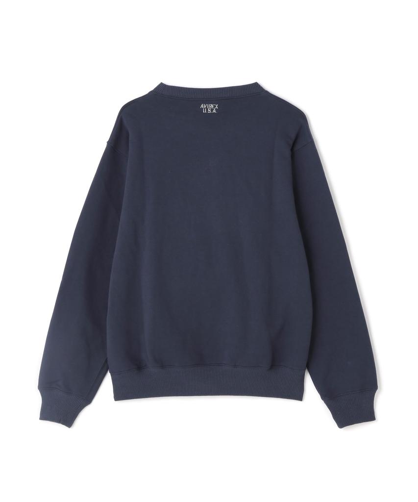 AVIREX CREW NECK L/S SWEAT LOGO 783-3932003 men's XL navy