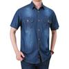 Мужские джинсовые рубашки с несколькими карманами, летние рубашки с коротким рукавом, синие джинсовые рубашки, мужские повседневные рубашки из хлопка, размер 5XL