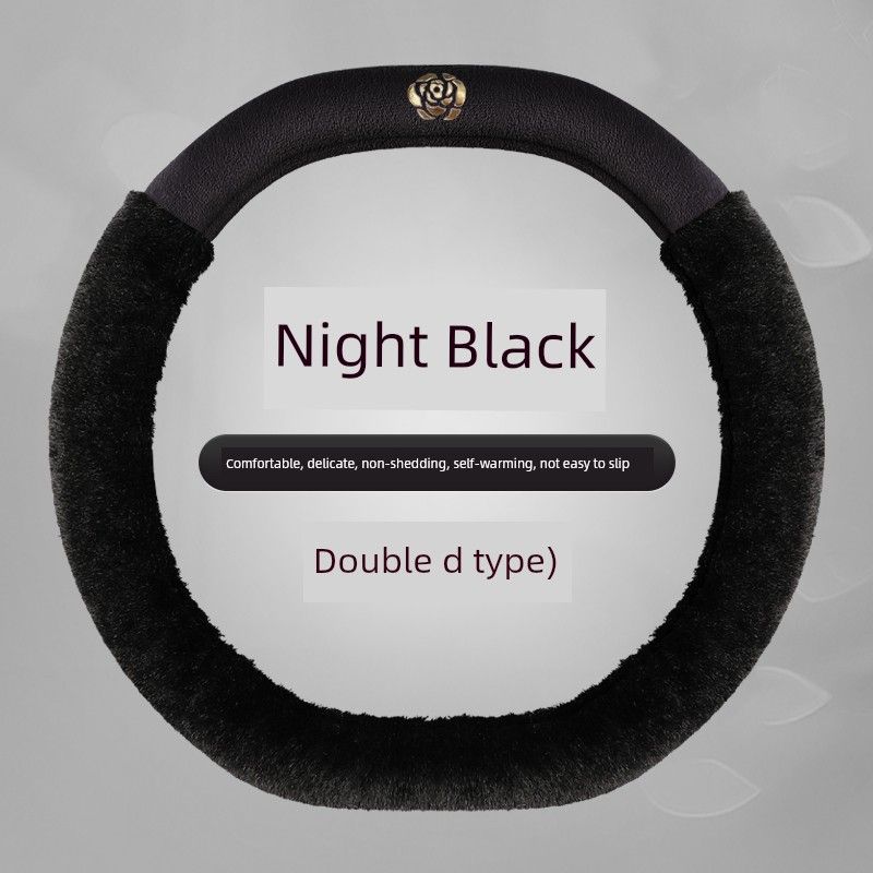 Car Steering Wheel Cover Winter Plush Warm New Style Women's High-End Creative Sweat-Absorbent Anti-Slip Round Steering Wheel Cover