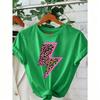 16 Colors Leopard Neon Lightning Print Women's T-Shirts Summer Fashion Street Short-Sleeve Outdoor Casual Tops for Men's and Women's Tees Top