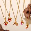 Ретро стиль мультяшный DIY кулон-ожерелье на высоком каблуке из нержавеющей стали с золотым покрытием премиум универсальные украшения для женщин