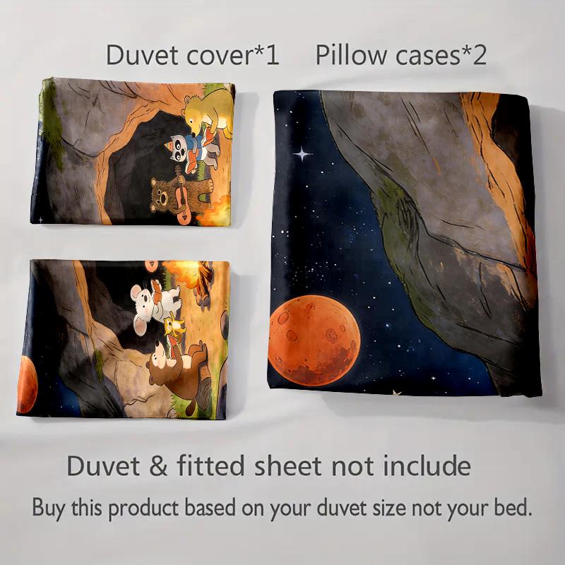 Campfire, animals, cave. Bedding Duvet cover sets Duvet covers Pillowcases gifts (1 * Duvet Cover 2 * Pillowcases, without duvet insert)