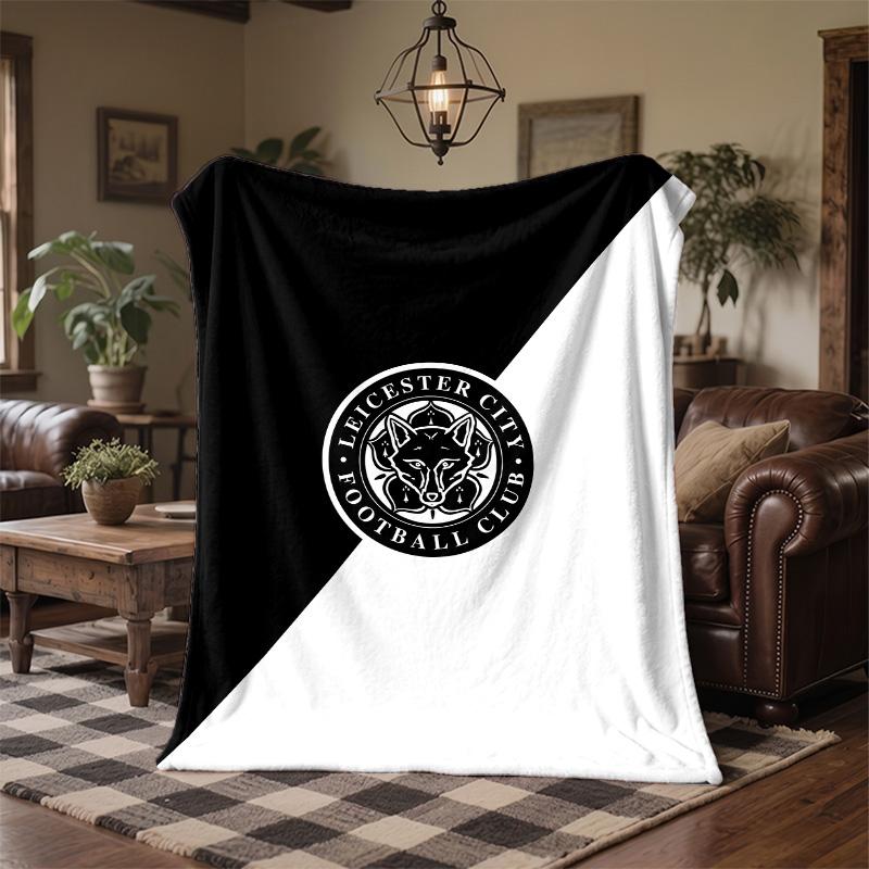 Leicester City Football Print Flannel Blanket Soft Warm Sofa Bed Throw Blanket For Home Office Bedroom