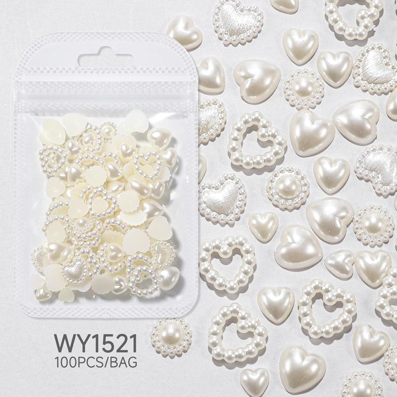 100 шт., 3D смола, розовый, фиолетовый, подвеска для ногтей, цветы, сердце, медведь, смешанное украшение для дизайна ногтей, Kawaii, розовая лента, бант, сделай сам, часть для ногтей