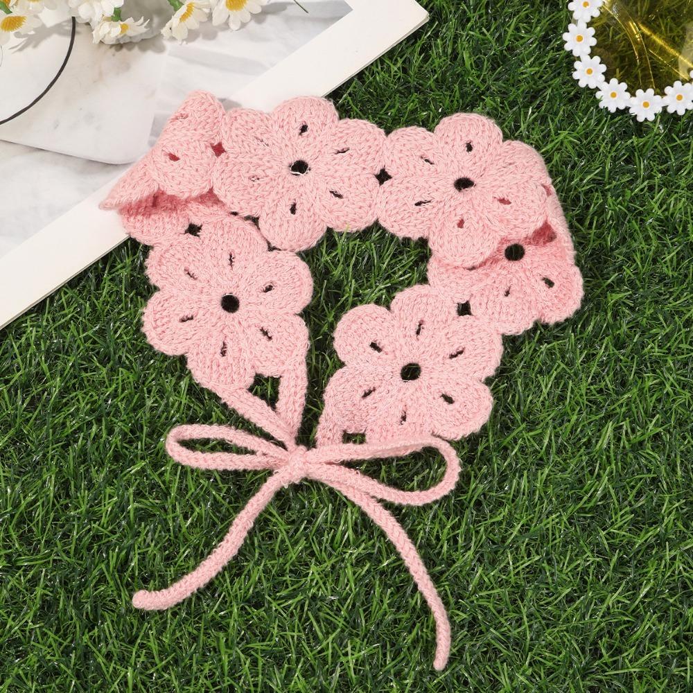 Solid Color Knitted Flower Hair Band Headwrap Hair Scarf Hair Accessories Knitting Headband Women