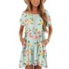 Women's Fashion Casual Round Neck Short Sleeve Ruffle Gradient Printed Dresses