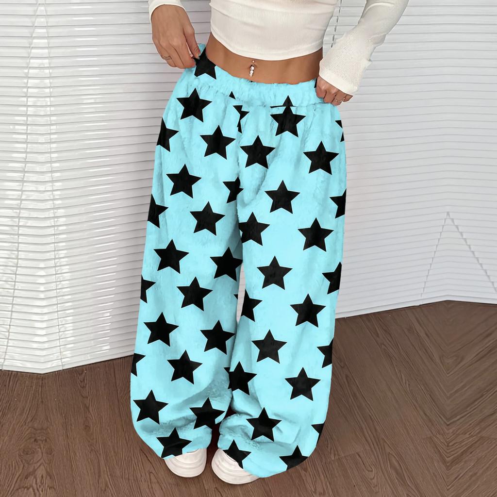 Женские повседневные и модные брюки с принтом, эластичной талией, свободными широкими штанинами