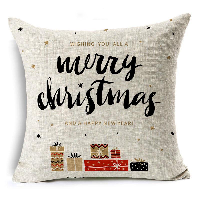 New Year Christmas Gift Elk Letter Sofa Cushion Linen Pillow Car Pillow Cover Premium Durable Quality Useful Practical