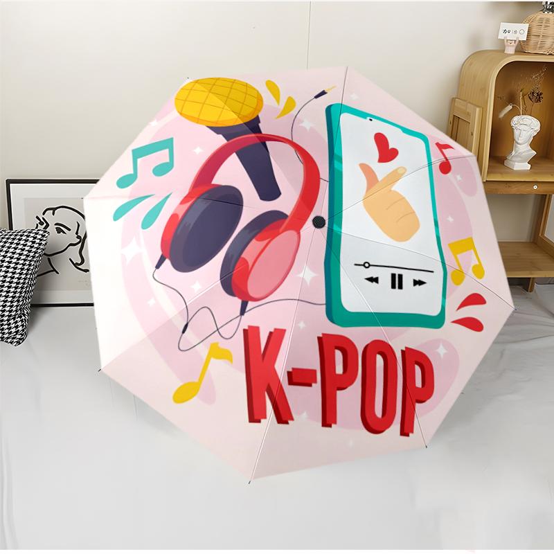Модный K-pop складной зонт с автоматическим открытием/закрытием. Портативный и складной, идеально подходит для подарка, путешествий и повседневного использования.