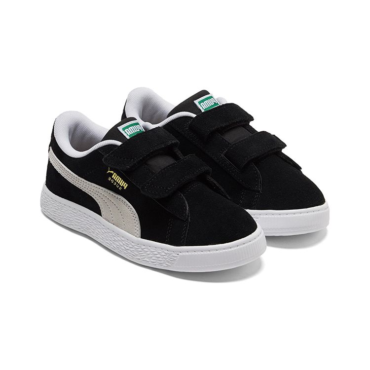 Puma Suede Classic Удобные Прочные Низкие Детские Кроссовки Детские кроссовки Черный Белый 385664-01