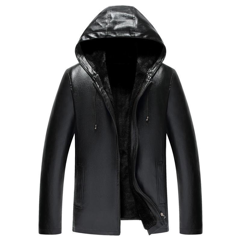 Осенне-зимняя красивая теплая бархатная толстая кожаная куртка мужская куртка с капюшоном и бархатная толстая меховая куртка парка пальто