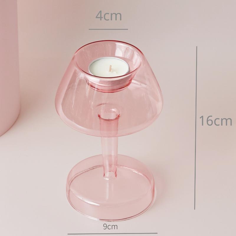 Pink Glass Candle Holder Taper Candlesticks Holder Wedding Table Centerpieces Nordic Home Decoration Wedding Decoration