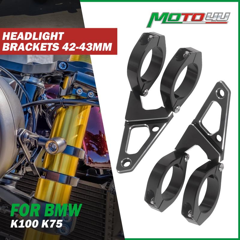 For BMW K Series K100 K75 42MM-43MM Motorcycle Headlight Mount Bracket Cafe Racer Front Fork Tubes Mount Round Aluminum Black