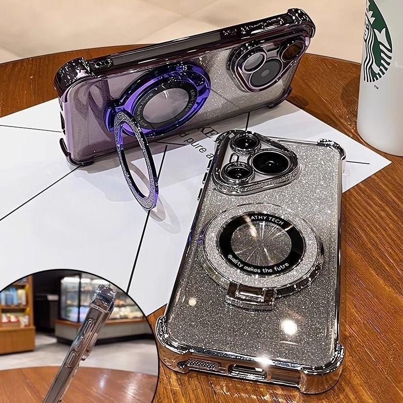 Suitable for Samsung S25 Mobile Phone Case S24 S23 22 Flash Powder Magnetic Bracket A55 A54 A53 Women's A05a06