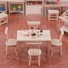 Dolls House Miniature 1:12 Scale Wood Bedroom Furniture Set Suite Table Chairs