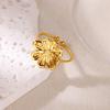 Ветер настоящий золотой нержавеющая сталь цирконий кольцо женское пасторальный стиль цветок бант открытое кольцо ювелирные изделия