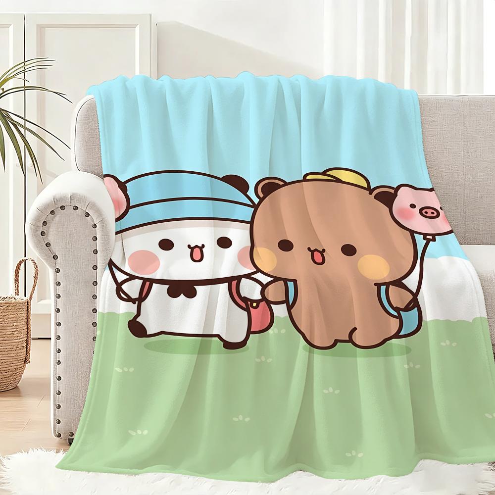 Panda Bubu And Dudu Throw Lightweight g Flannel Blanket Soft Skinfriendly for Summer Cooling