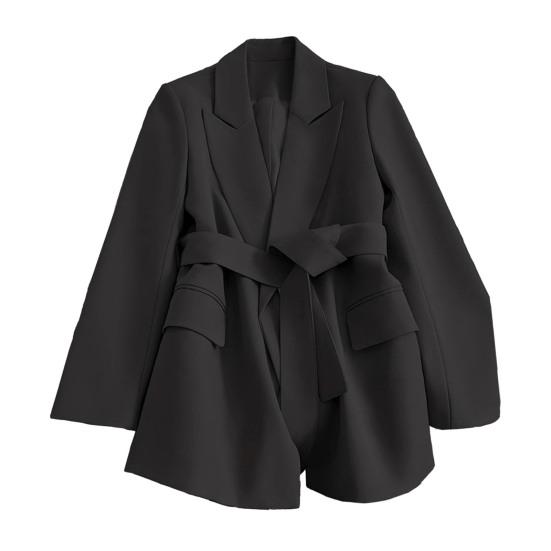 Женский костюм Пальто с отложным воротником Формальный деловой стиль Slim Fit Чистый цвет с поясом на талии и длинными рукавами Накладные карманы с отложным воротником OL Commute
