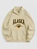 Толстовка-пуловер в винтажном стиле с принтом ALASKA, флисовой подкладкой, на молнии, с передним карманом и четвертью