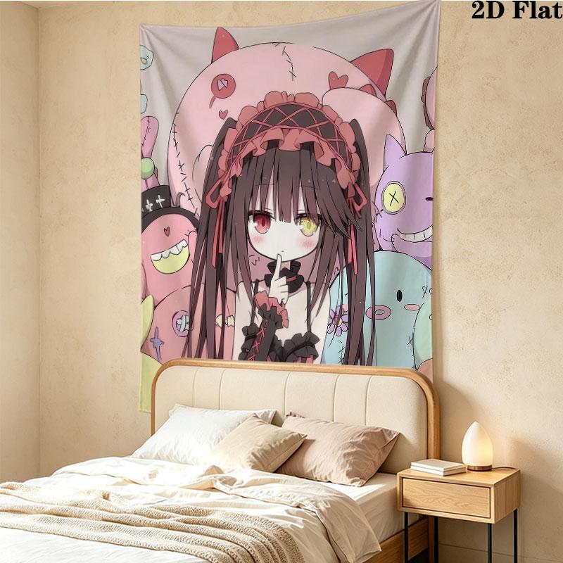 Kurumi Wall Tapestry Aesthetic Wall Hanging Printed Fabric Blanket Decorative Tapestries For Bedroom Living Room Home Decor