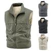 Men's Solid-color Casual Fleece Vest, Men's Fleece Thickened Warm Sleeveless Coat