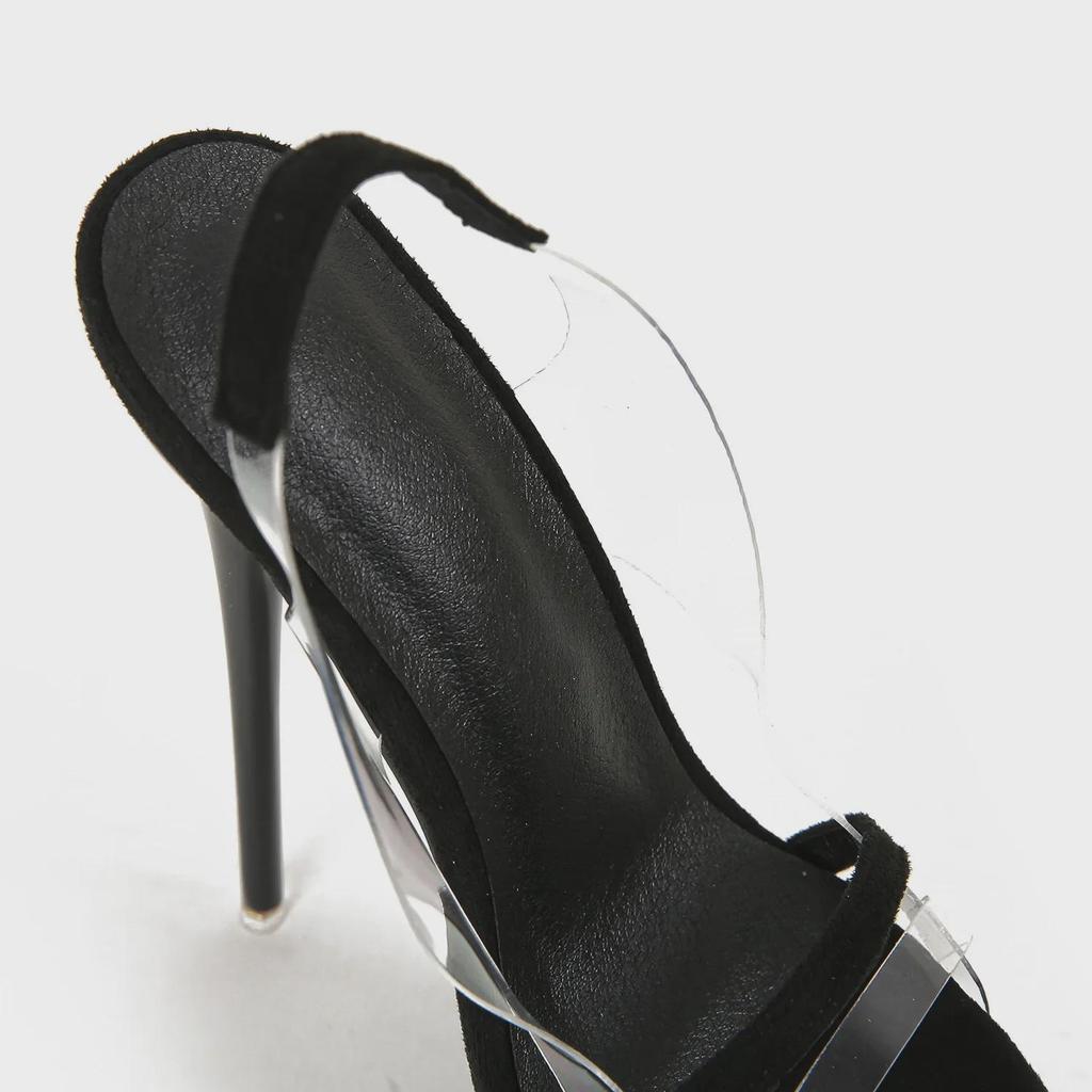 Transparent Snake Pattern High Heel Stiletto Platform Sandals for Women