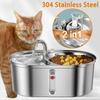 Cat Water Fountain Stainless Steel Pet Drinking Automatic Water Dispenser 3L Large Capacity Intelligent Feeding Food Dual Bowls