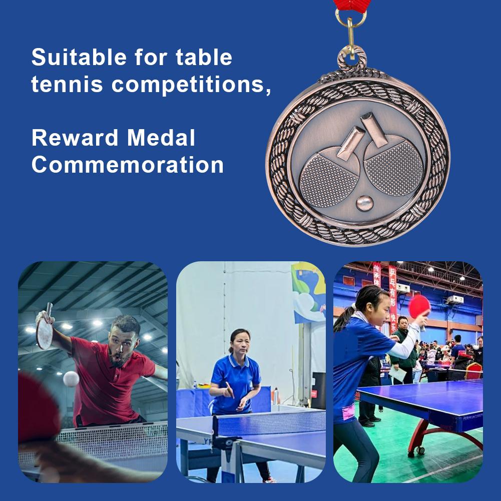 Медаль для пинг-понга 5 см с шейной лентой для соревнований, вечеринок, гонок (медь)