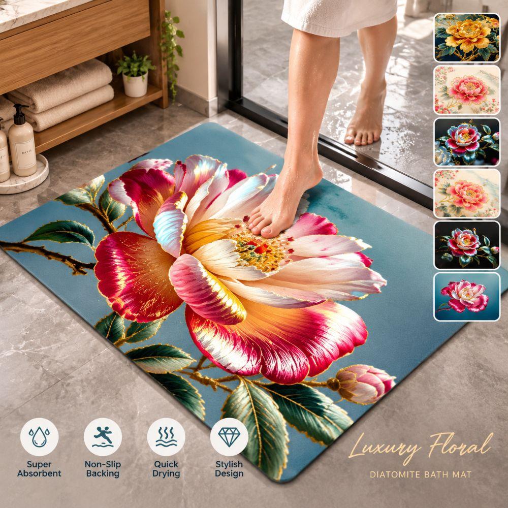 Non-slip Bathroom Floor Mat 2D Door Gasket Elegant Blanket Home Decoration