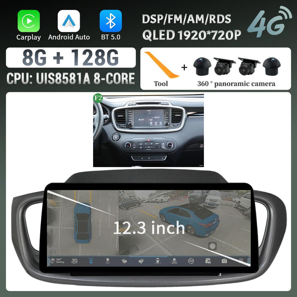 12,3 дюйма для KIA Sorento 2015-2018 беспроводной Bluetooth CarPlay Android Auto Car Radio Multimedia 4G GPS сенсорный экран головного устройства