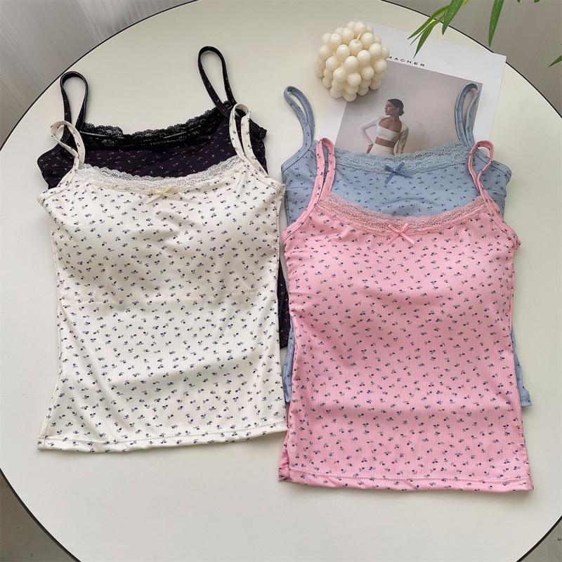 Women Fashion Summer Spaghetti Strap Tank Tops Sexy Boho Bow Front Sleeveless Camisole Shirt