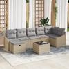 VidaXL 8-Piece Garden Sofa Set with Cushions Beige Poly Rattan 3359309