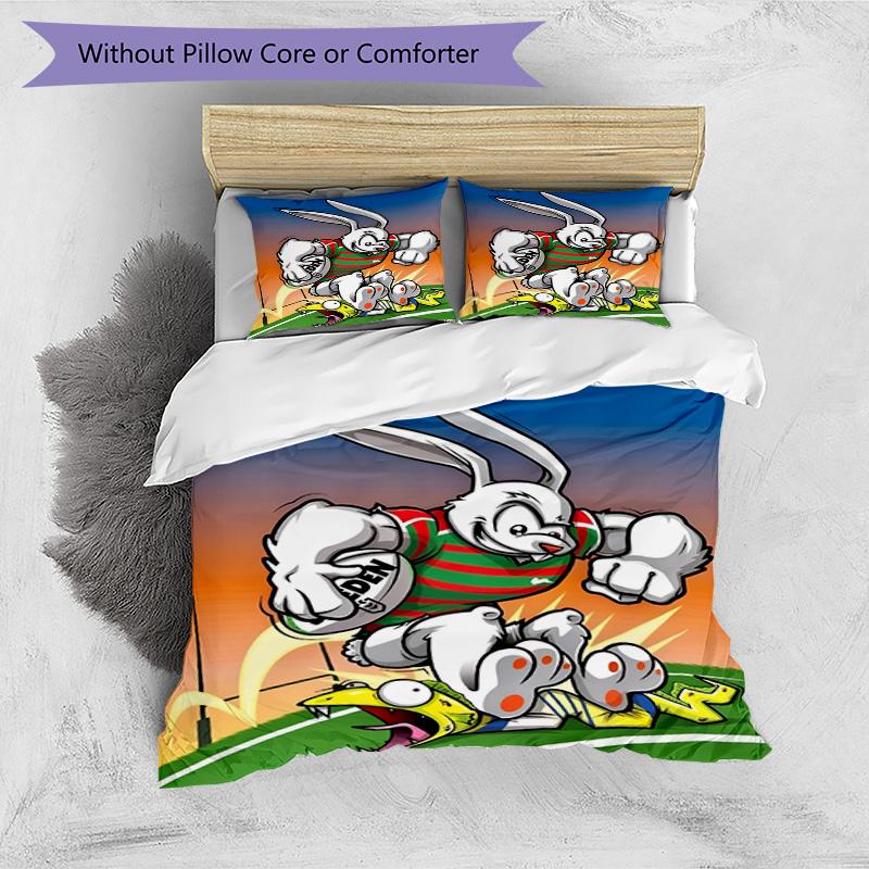 3pcs Duvet Cover Set (1*Duvet Cover + 2*Pillowcase, Without Core), South Sydney Rabbitohs Print Bedding Set, Bedroom Decor, All‑Season, Birthday Gift