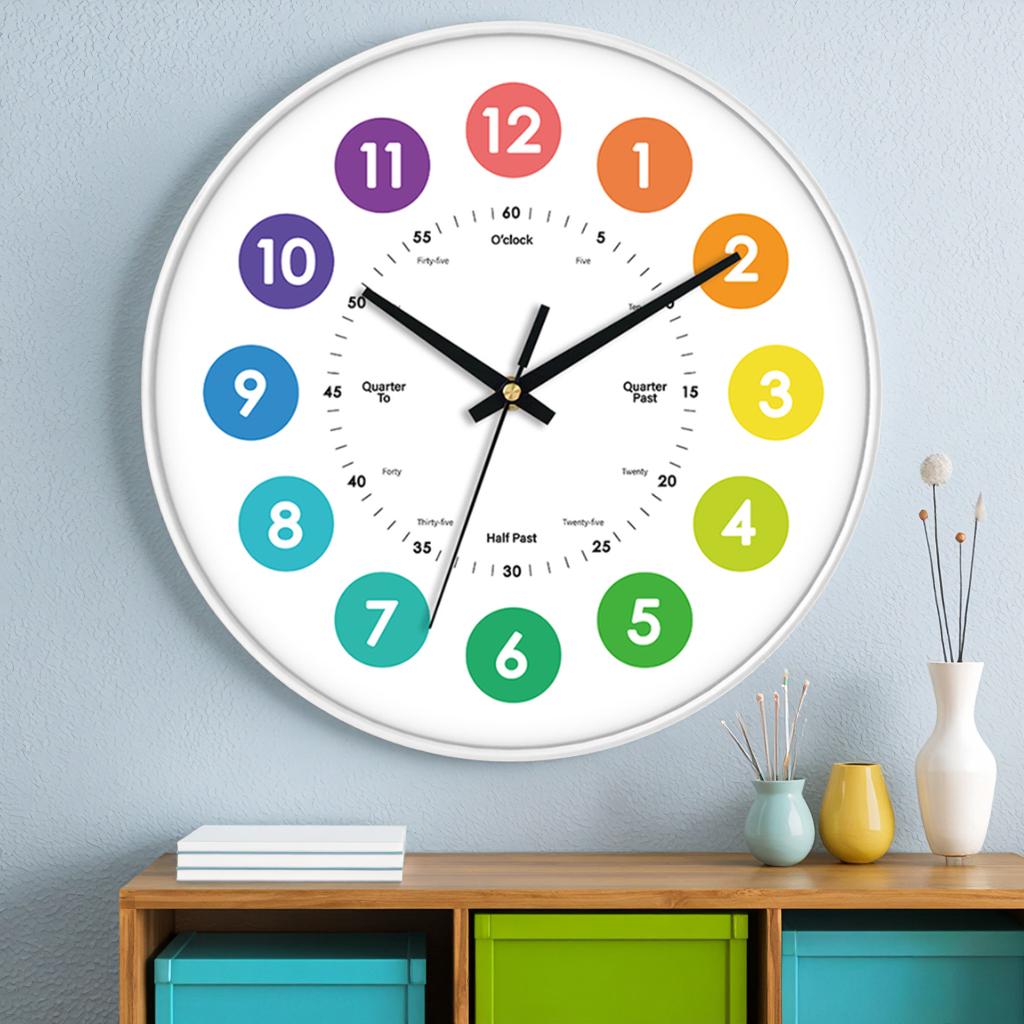 Children's Educational Quartz Analog Needle Display Wall Clock for Kindergarten Learning Customizable Color & Logo
