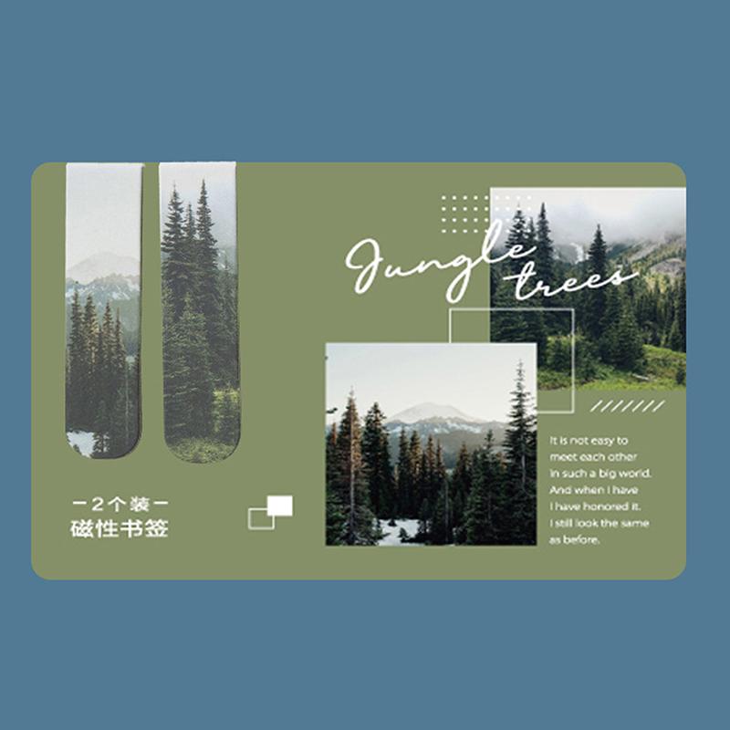 2 шт./уп. Магнитная закладка Красивый пейзаж Облака Простой литературный узор Закладка Инструмент для чтения Школьные офисные принадлежности