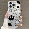 Мультяшный угольный шар чехол для iPhone 13/14 Pro, 15 Pro Max, 16/17 Серебристый