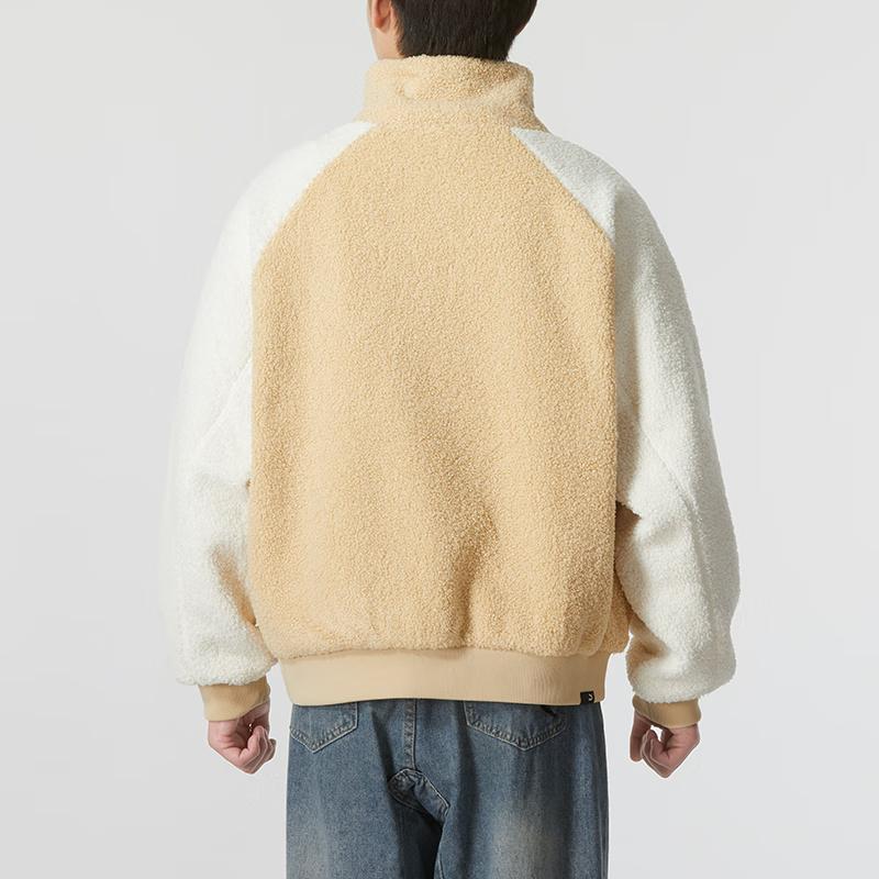 Puma FW22 Color Block Faux Shearling Zip Jacket Unisex Jackets Coffee 539569-20