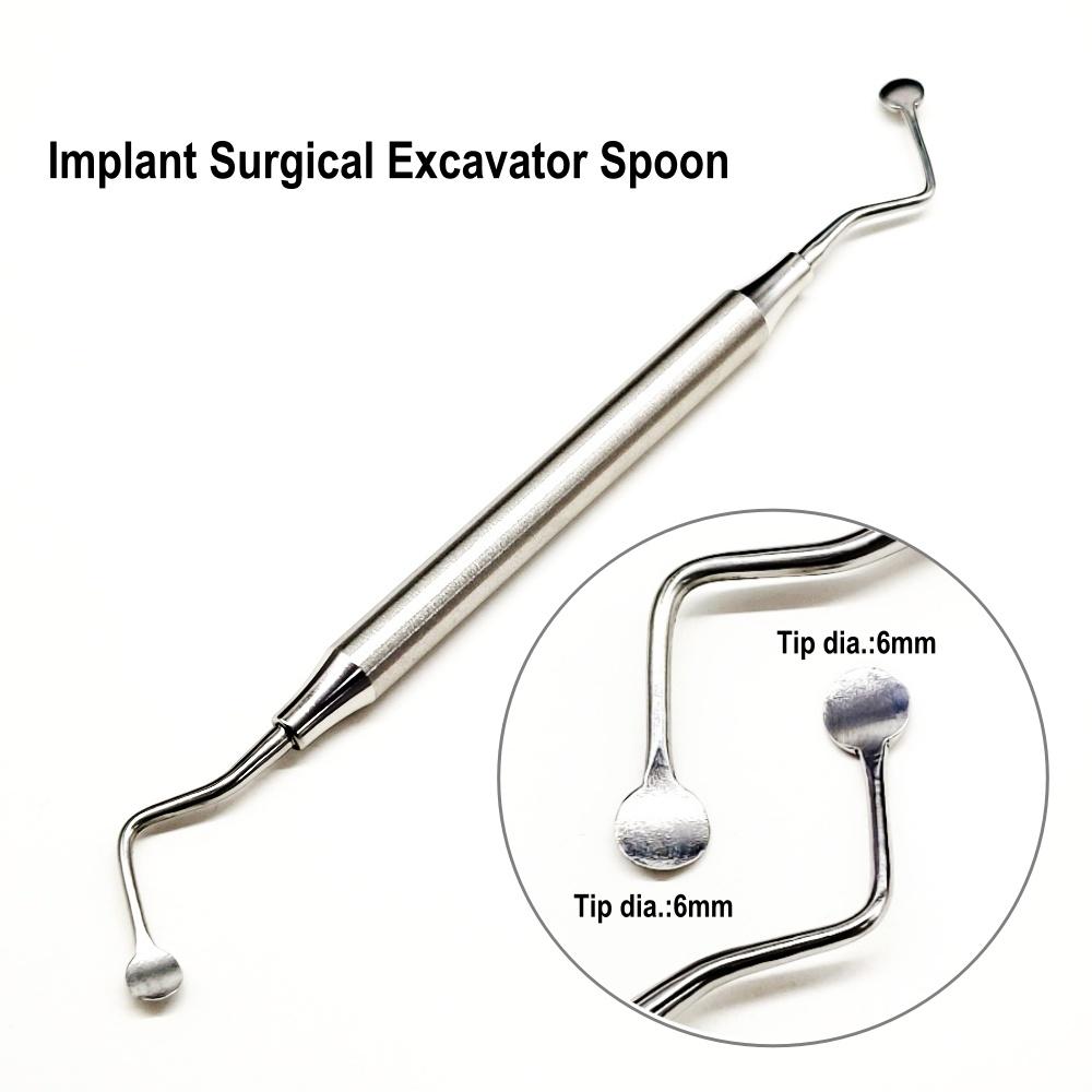 Зубной имплантат, хирургический экскаватор, ложка 4 мм/6 мм, уход за полостью рта, восстановительный инструмент для полости рта, хирургические инструменты с круглым наконечником, двойные концы