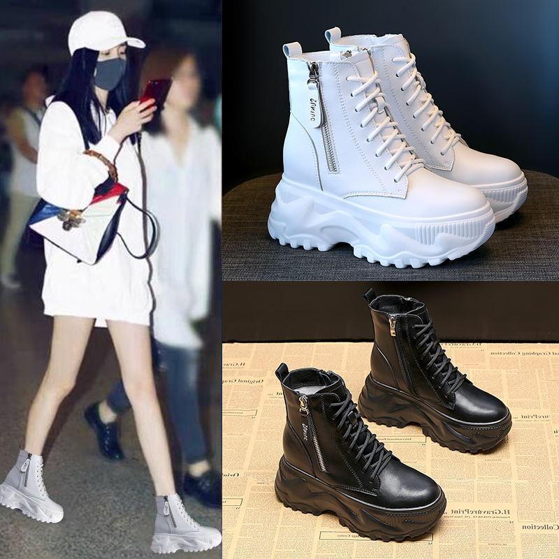 Черные кроссовки Короткие высокие ботинкиТолстая подошва Женская обувь по акции Белые кроссовки Женская дизайнерская обувь Теннисные туфли на платформе