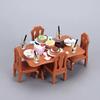 Набор мебели для кукольного домика с моделью еды, цветной деревянный обеденный стол, стул, модель