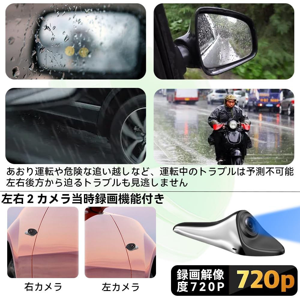ULOPOP Touchscreen Side Camera Monitor Side View Dash Camera System with Recording Simultaneous Recording Screen Vehicle Japanese Instruction Manual