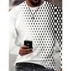 Men's Casual 3D Printed Pattern Round Neck Long Sleeved T-shirt