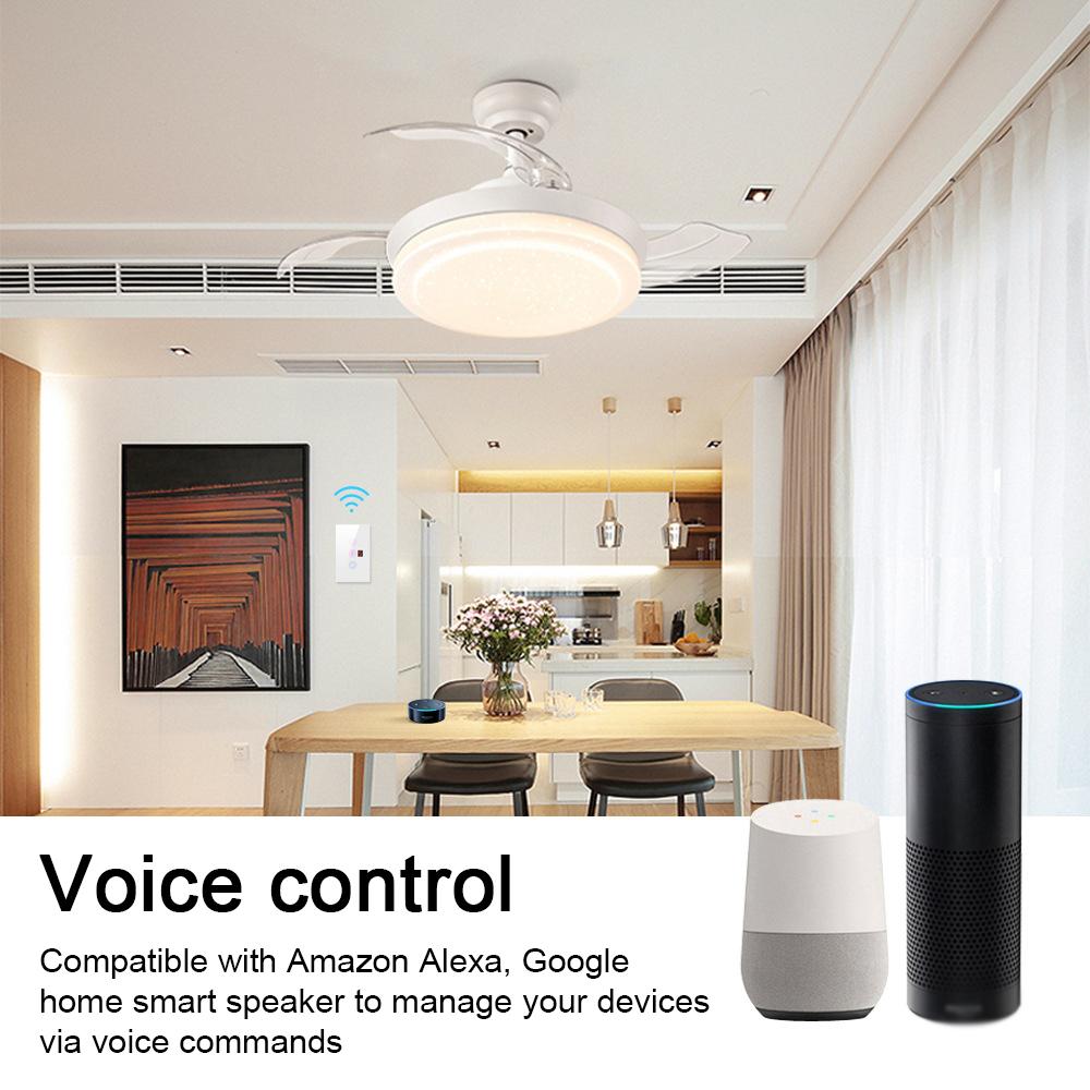 Tuya WiFi Intelligent Touched Screen Fan Light Switch Speed Adjustable Fan Light Switch Mobilephone