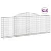 VidaXL Curved Gabion Baskets 15 Pcs 300x30x100/120 Cm Galvanized Iron, Gabion, Gabion Cage, Gabion Wall Basket, Wall 3146533