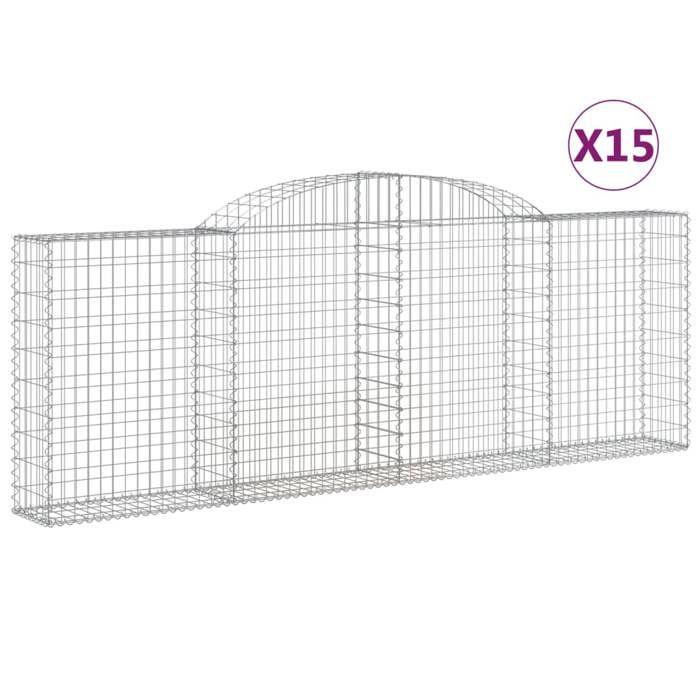 VidaXL Curved Gabion Baskets 15 Pcs 300x30x100/120 Cm Galvanized Iron, Gabion, Gabion Cage, Gabion Wall Basket, Wall 3146533