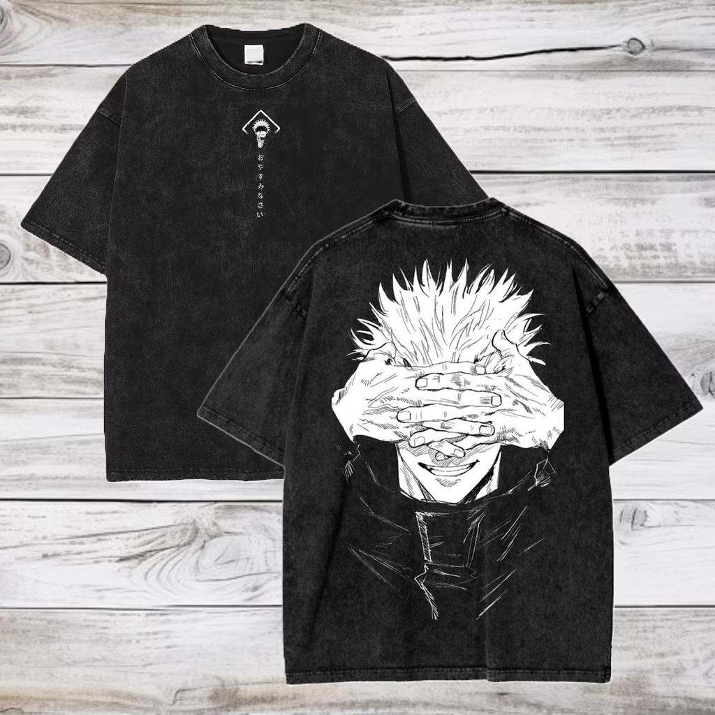 Gojo Satoru Jujutsu Kaisen Men Women Tshirt Washed Cotton T-shirt Clothing Summer Short Sleeve Oversized Tees Streetwear